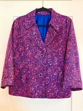 Rafaella Magenta Pink Purple Abstract Floral Swirl Blazer/Jacket